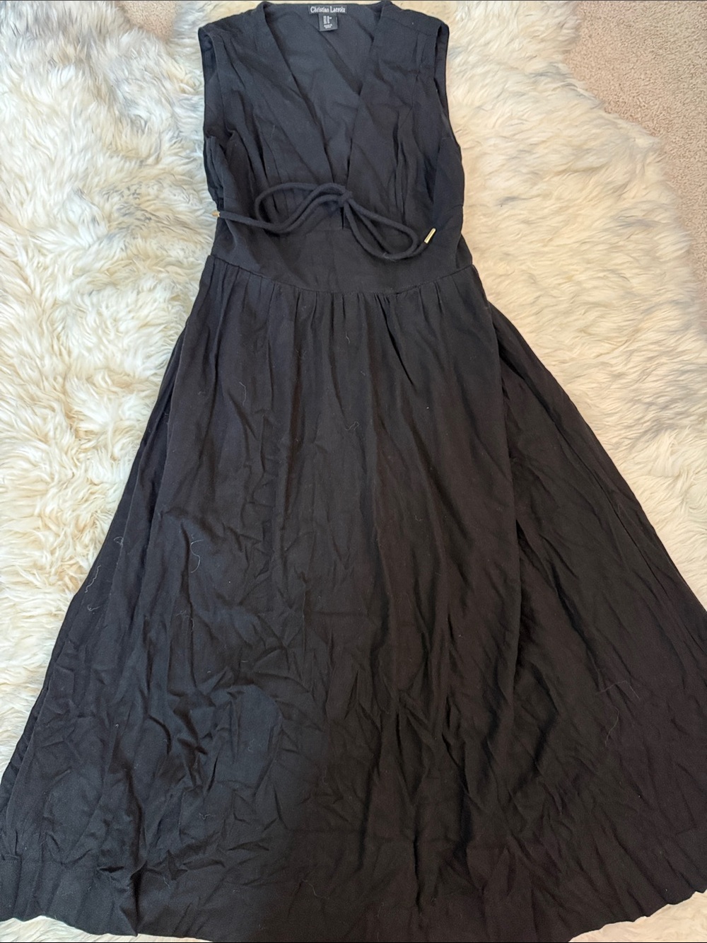 Christian Lacroix Black Sleeveless Maxi Dress with V-Neck